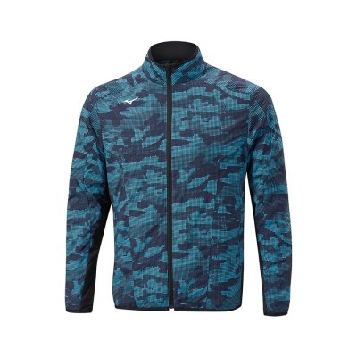 Manga Larga Mizuno Winter Stretch Full Zip Hombre - Azules - Chile M624UOIRFT